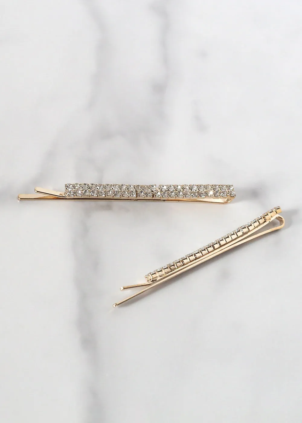 2 Piece Double Rhinestone Hair Pin