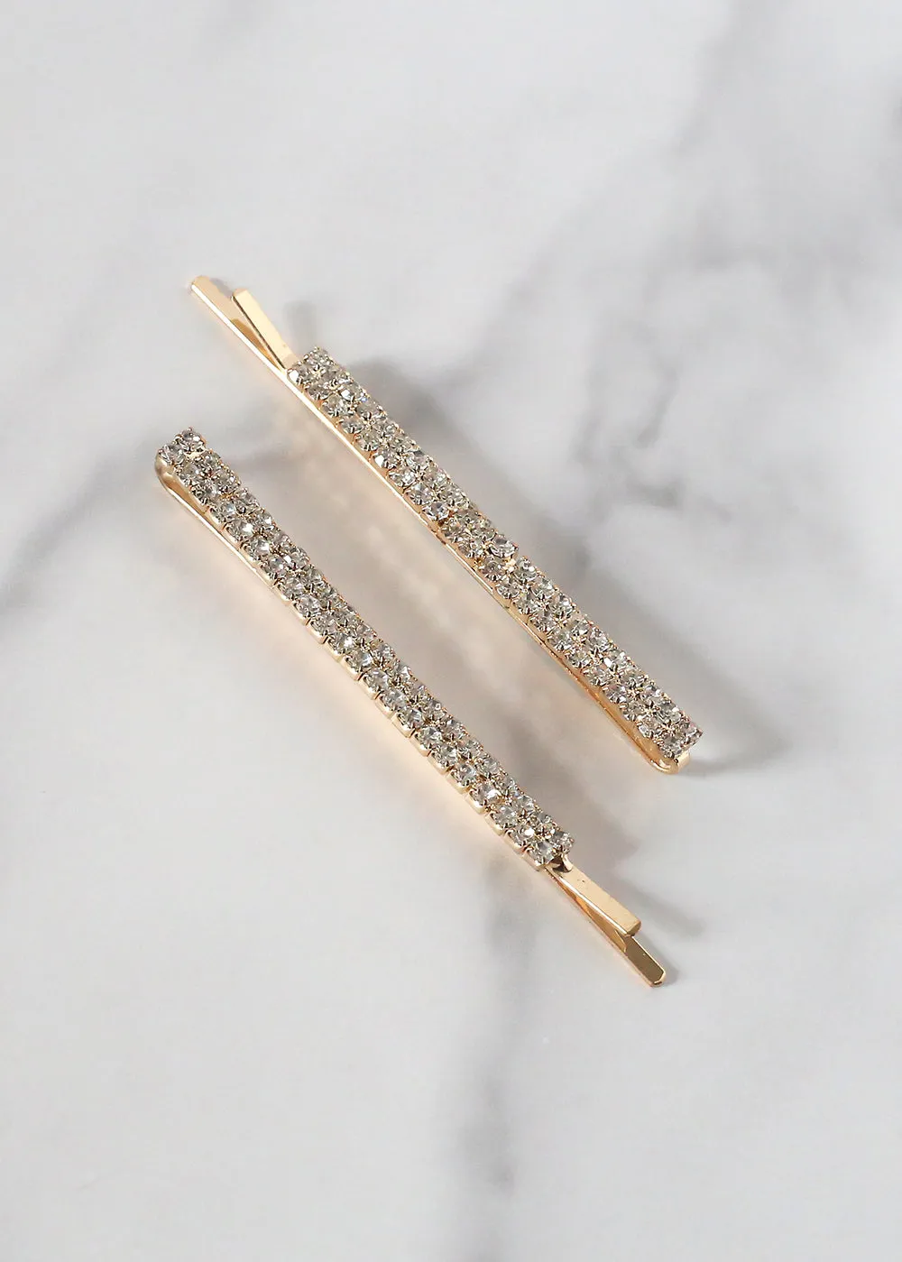 2 Piece Double Rhinestone Hair Pin