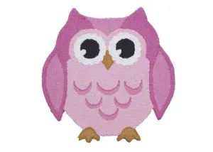 3' x 3'  Hootie Patootie Pink Owl Hand Tufted Wool Rug