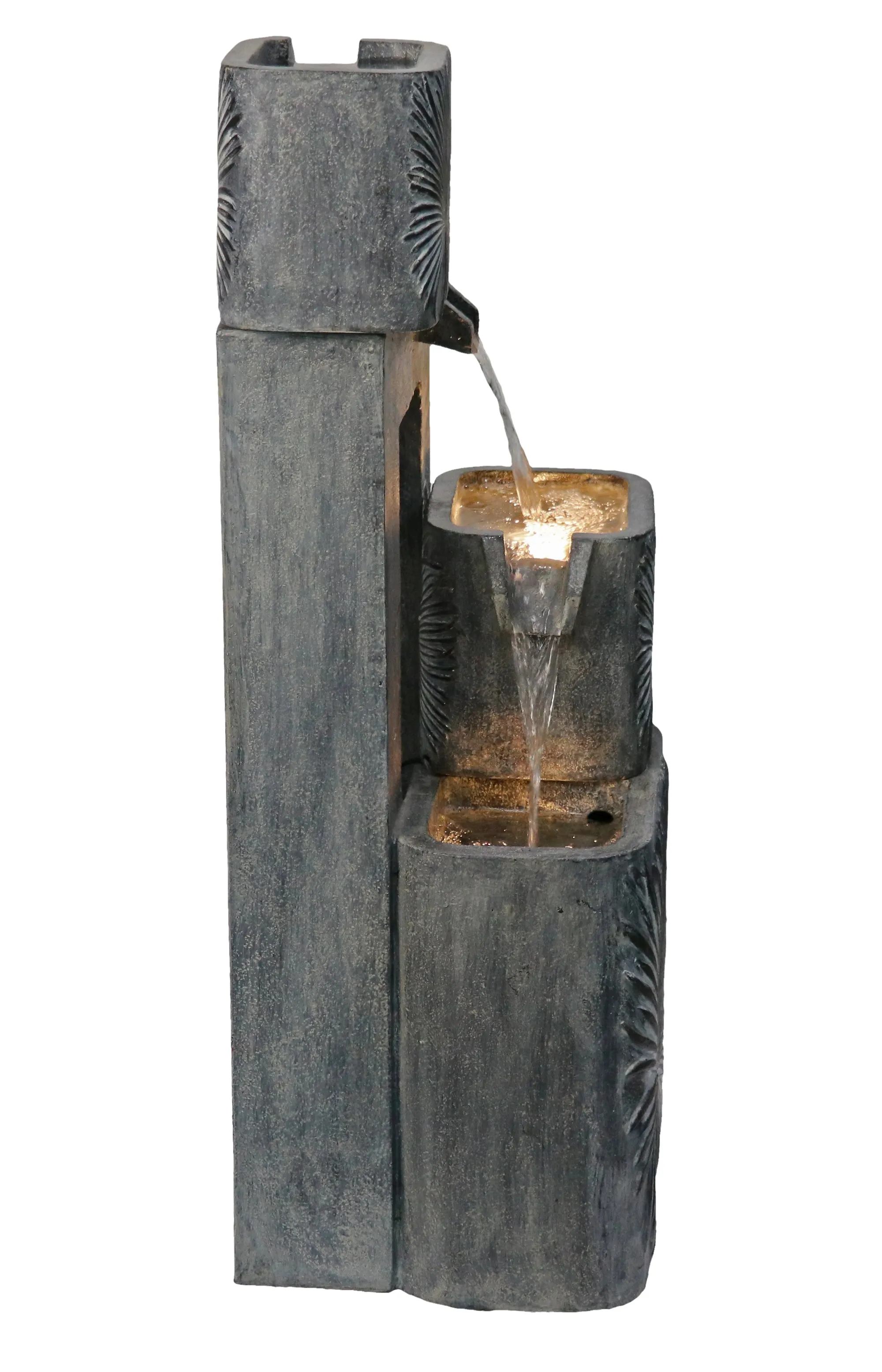 79743 - 3 Tiers Modern Cascading Water Fountain Outdoor with Warm White LEDS