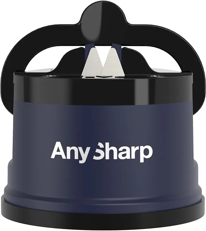 AnySharp Pro Knife One Handed Use Sharpener With Power Grip Surface – Navy