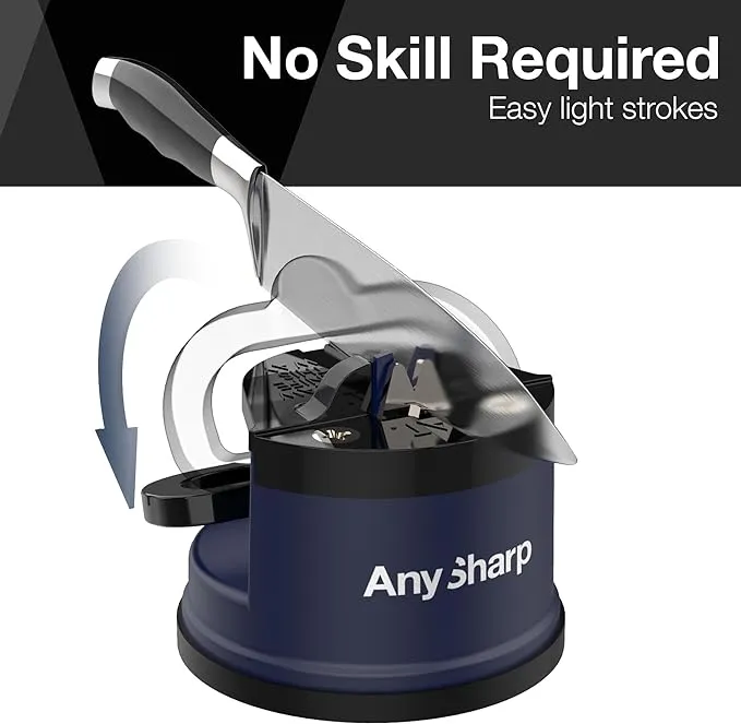 AnySharp Pro Knife One Handed Use Sharpener With Power Grip Surface – Navy