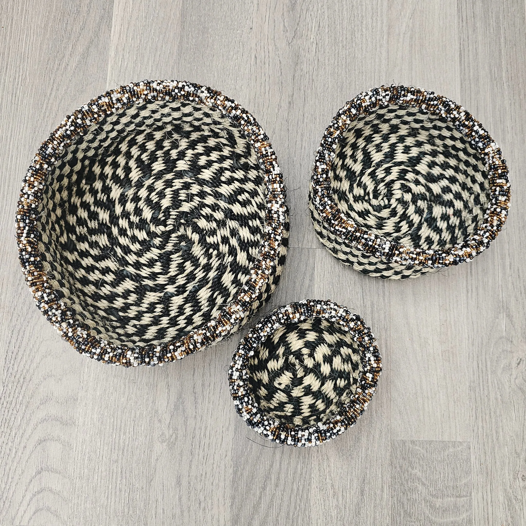 Beaded Kiondo Baskets – Sisal Basket Set of 3 - Kalere