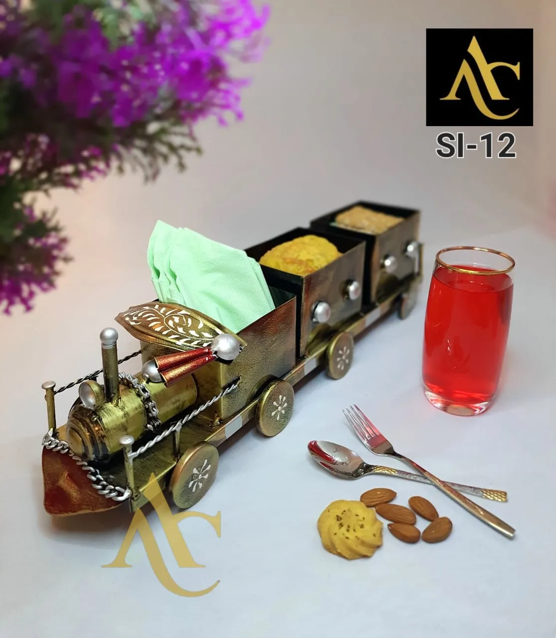 Beautiful Metal Train For Serving Dry Fruits in Parties-SAVO001DFT