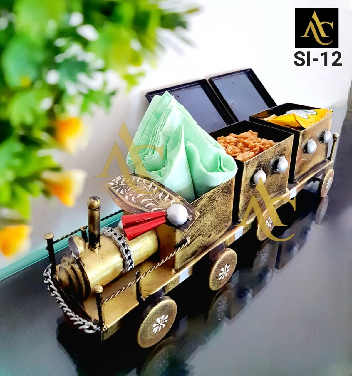 Beautiful Metal Train For Serving Dry Fruits in Parties-SAVO001DFT