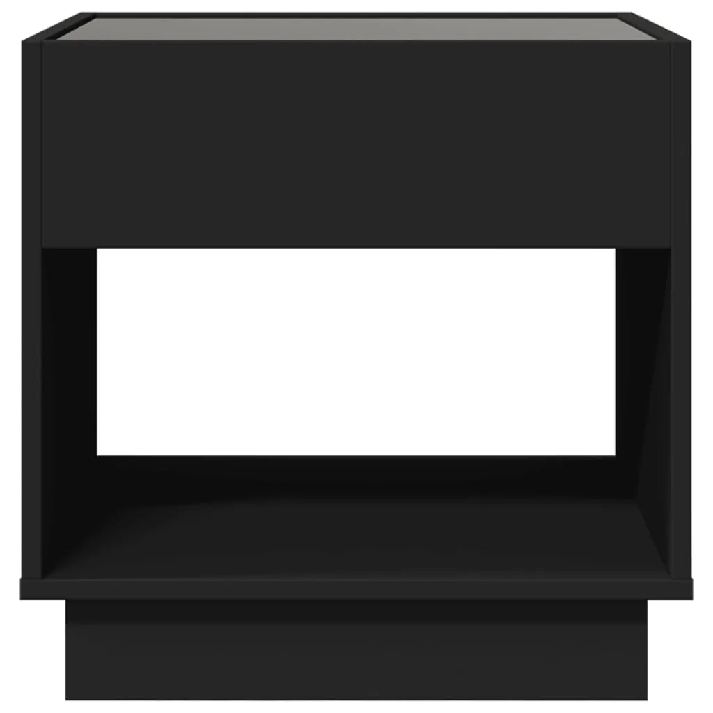 Bedside Table with Infinity LED Black 50x50x50 cm