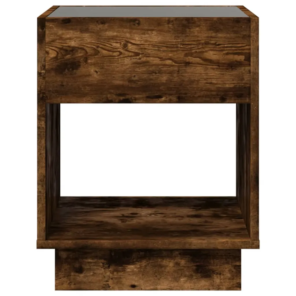 Bedside Table with Infinity LED Smoked Oak 40x40x50 cm