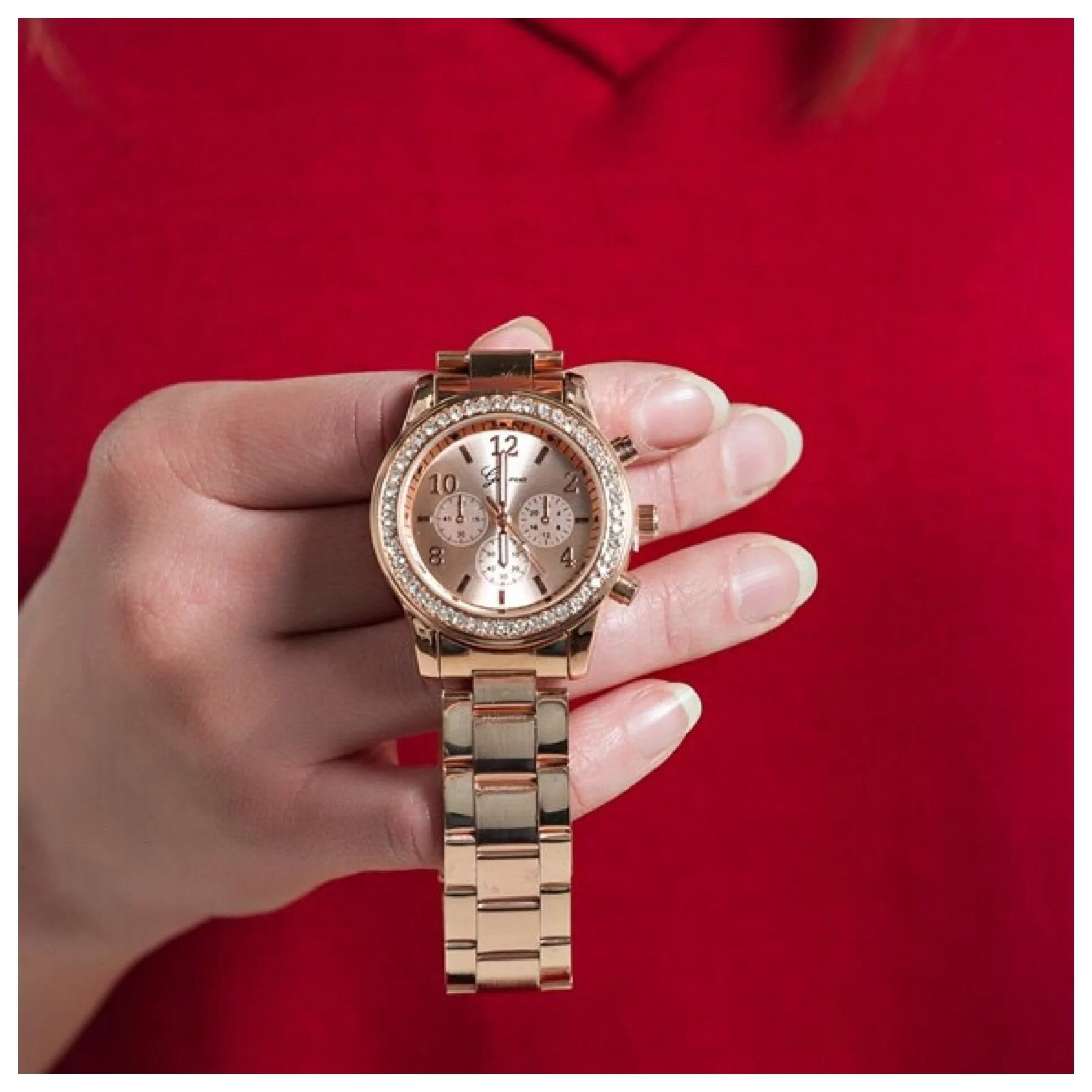 Boyfriend Watch w/Rhinestone Face - Final Sale