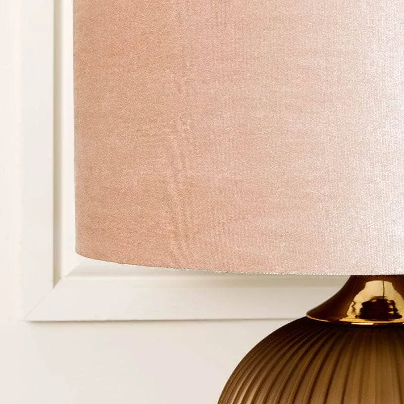 Brown Pleated Table Lamp With Champagne Shade