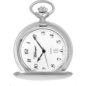 Brushed Rhodium Plated Quartz Pocket Watch – Unisex Design with Contemporary Style