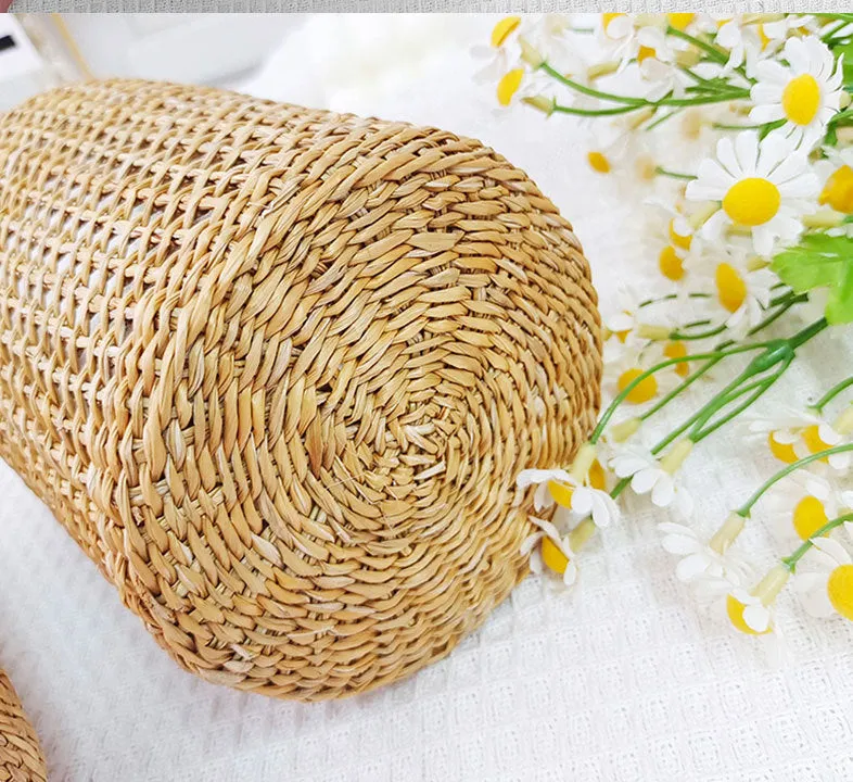 Bulk Glass Flower Vase with Rattan Cover Woven Seagrass Vase for Decor Wholesale