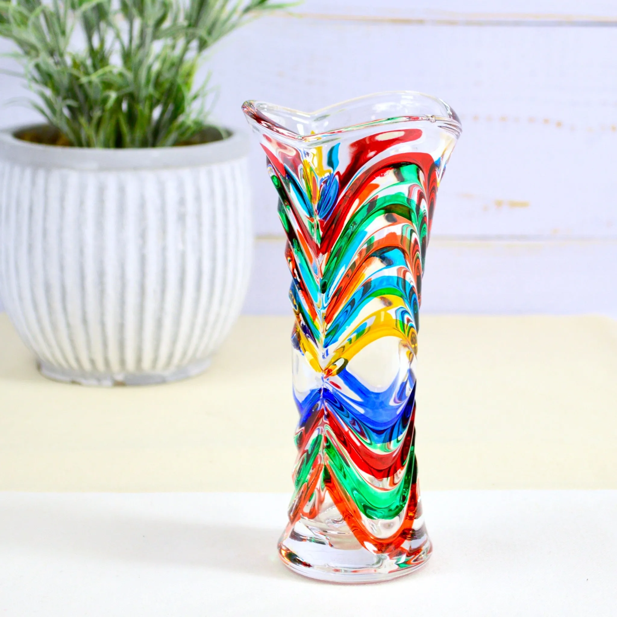 Butterfly Bud Vase, Hand Painted Italian Crystal, Made in Italy