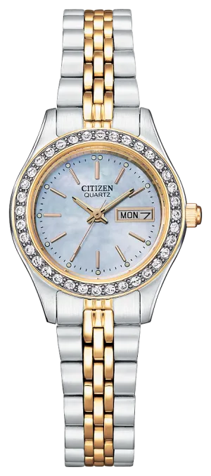 Citizen Quartz Two Tone Watch with Day/Date EQ0539-56Y