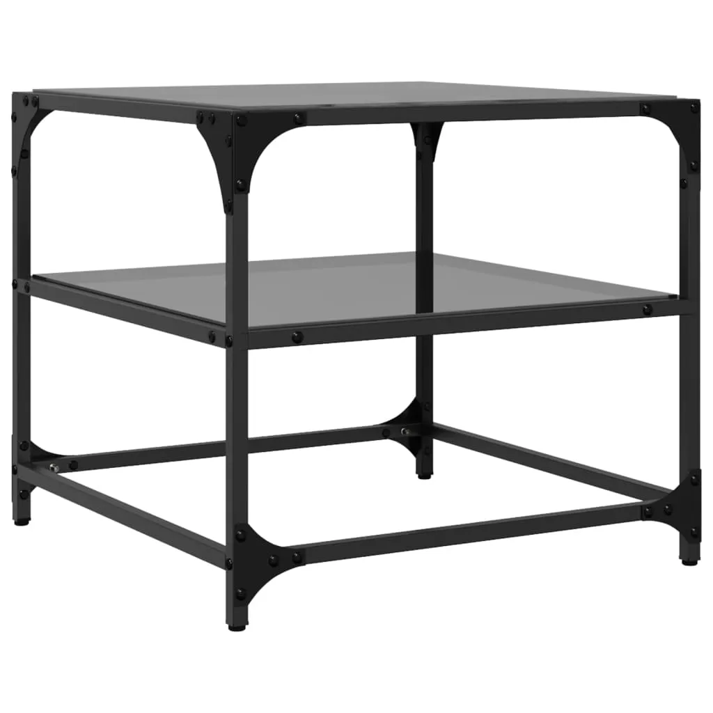 Coffee Table with Black Glass Top 50x50x45 cm Steel