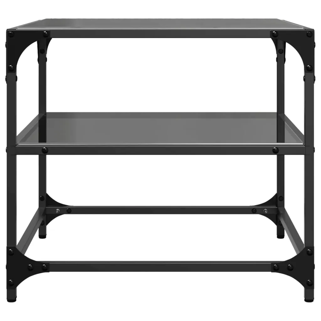 Coffee Table with Black Glass Top 50x50x45 cm Steel