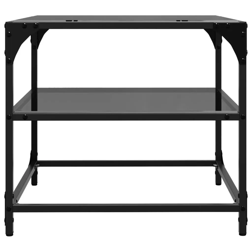 Coffee Table with Black Glass Top 50x50x45 cm Steel