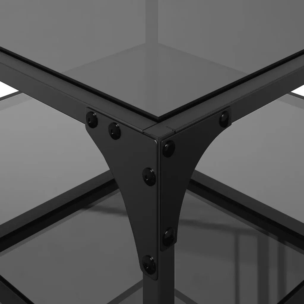 Coffee Table with Black Glass Top 50x50x45 cm Steel