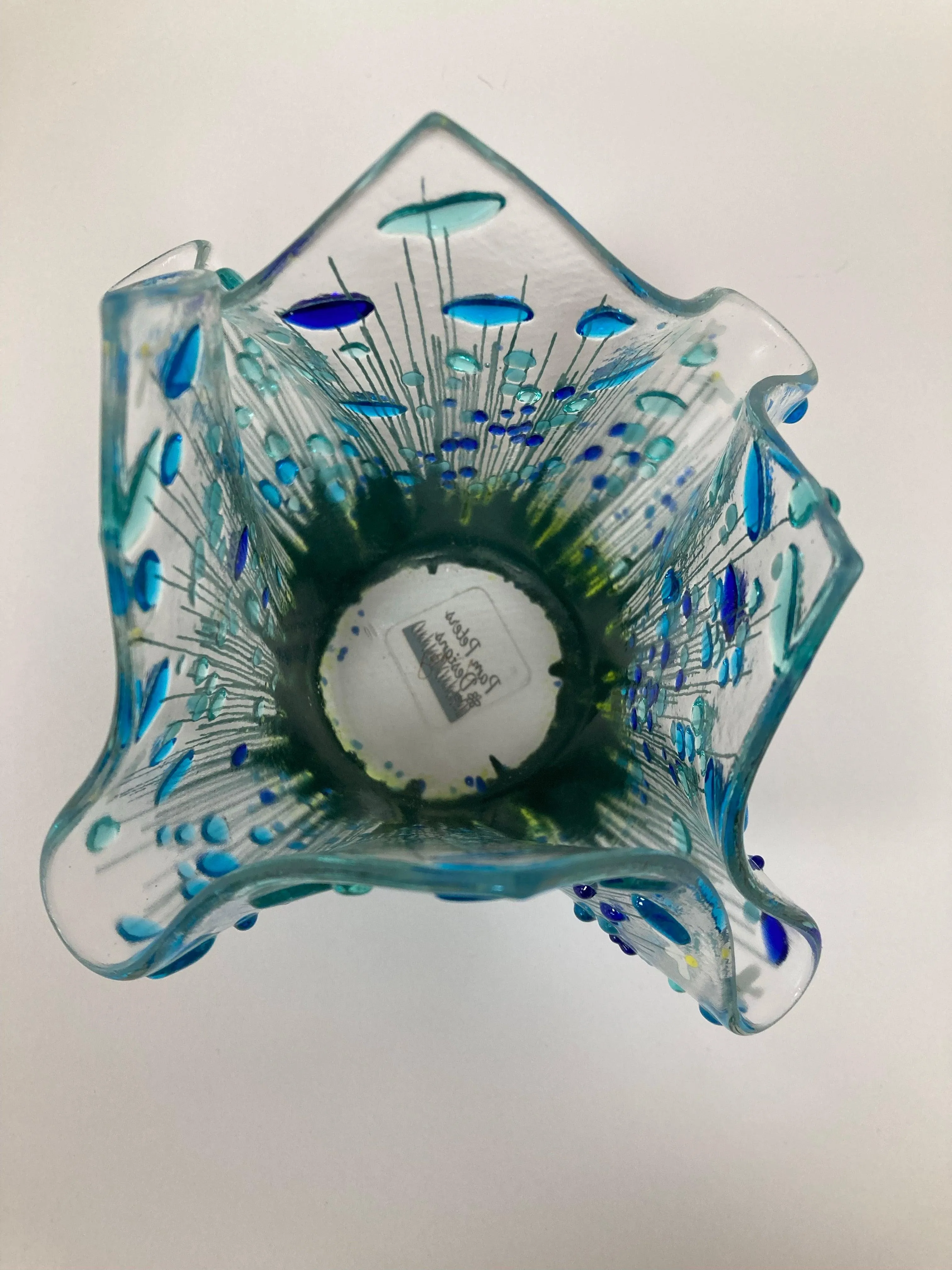 Cornflower Fused Glass Tea light Vases by Pam Peters