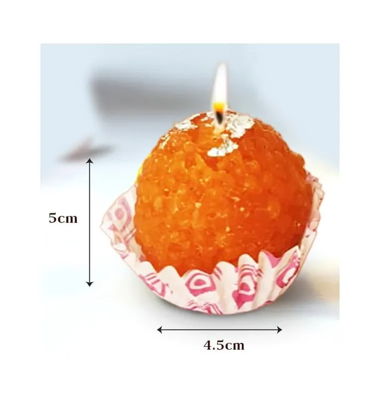 Diwali Bliss: Motichoor Laddu Candles - Set of 4 Premium Scented Soy Wax Candles for Festive Gifting and Decoration