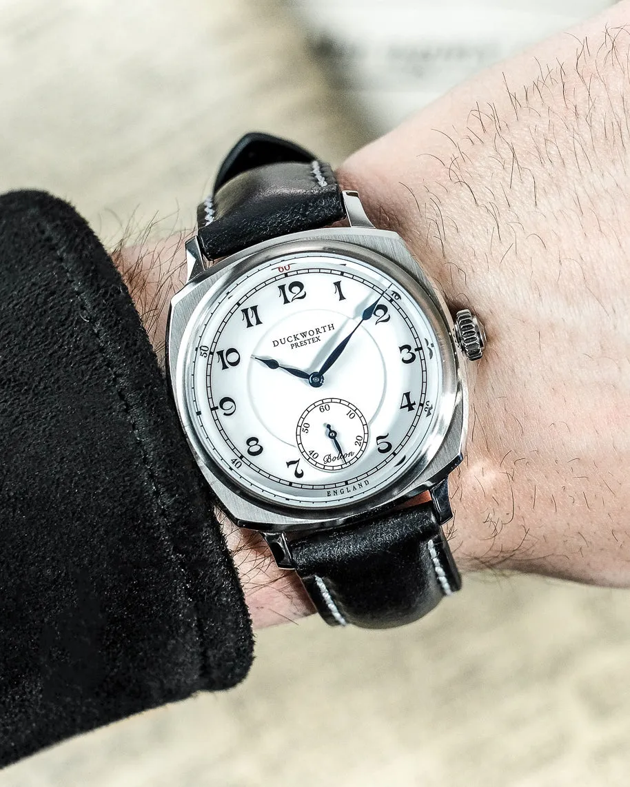 DP Watch Bolton Small Seconds White Black Leather