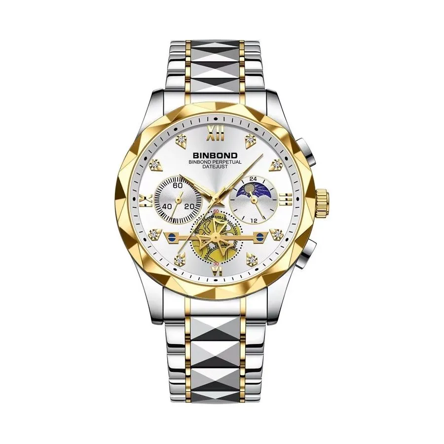 Elegant Crystal Glass Round Quartz Watch