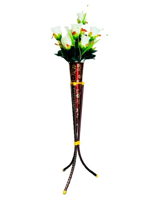 Flower Vase Stand for Wedding, Party, Home Decor, Living Room, Dining Room, Bedroom, Hallway with Glosy Cherry Color