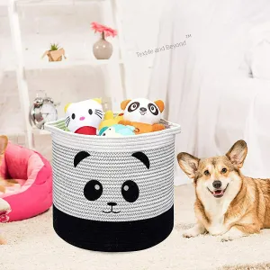 Foldable boho cotton Panda organizer basket