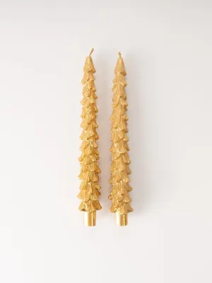 Gold Foil Tree Taper Candles - Tall