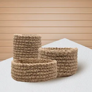 Handmade Jute Organizer Baskets  - Set of 3