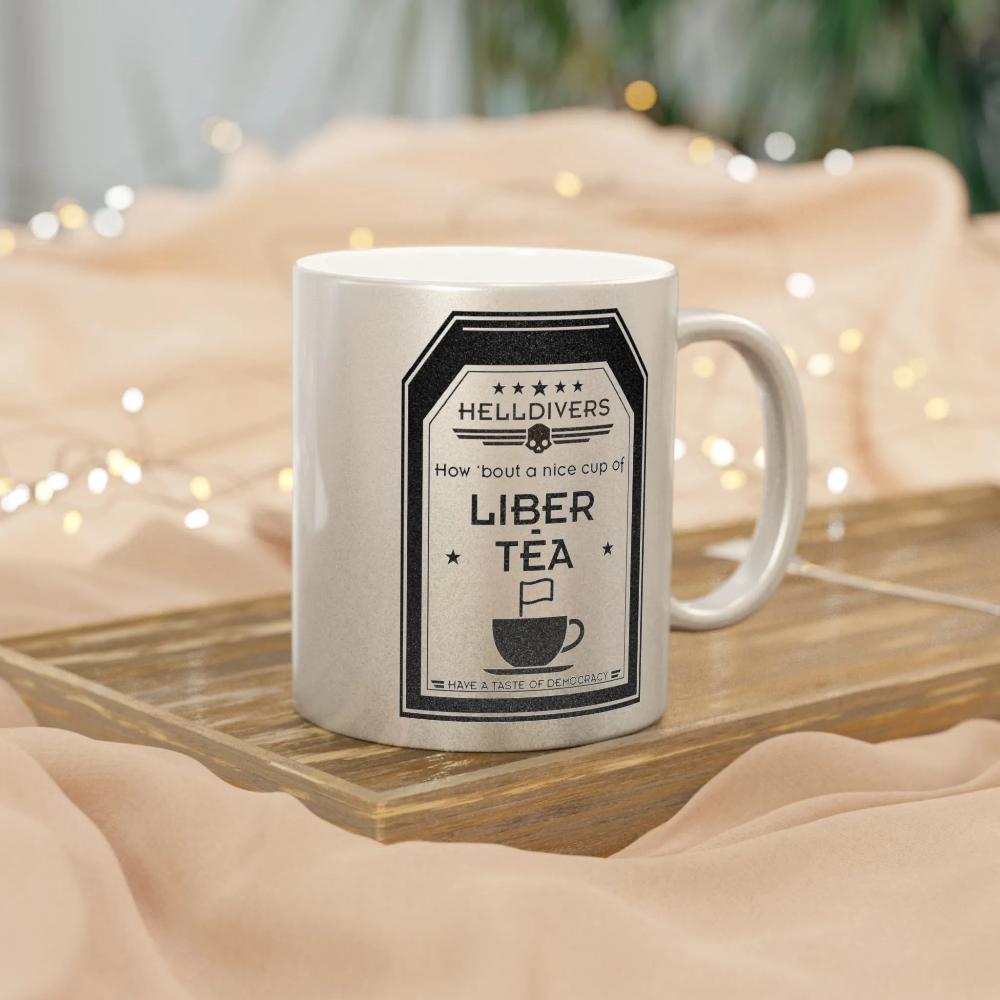 Helldivers 2 Metallic Mug Shiny (Silver\Gold) Helldiver Gift For Gamer Game Cup Mugs Cups Liberty Libertea Liber-tea Gifts Birthday Christmas