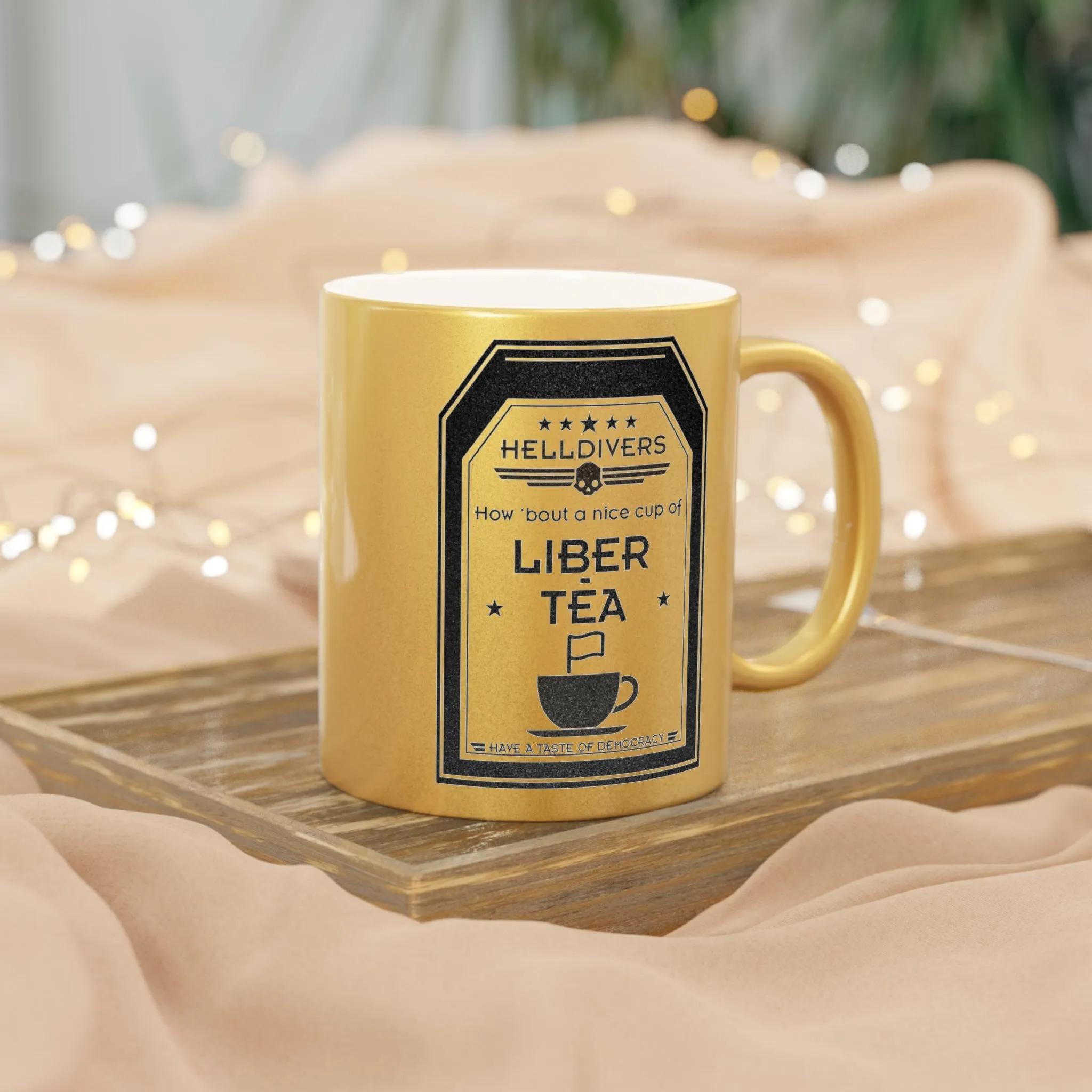 Helldivers 2 Metallic Mug Shiny (Silver\Gold) Helldiver Gift For Gamer Game Cup Mugs Cups Liberty Libertea Liber-tea Gifts Birthday Christmas