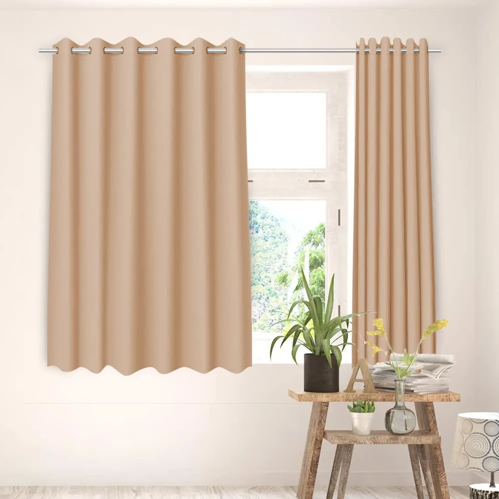 Kuber Industries Set of 2 100% Darkening Black Out Curtain I 5 Feet Window Curtain I Insulated Heavy Polyester Solid Curtain|Drapes with 8 Eyelet for Home & Office (Light Chocolate)