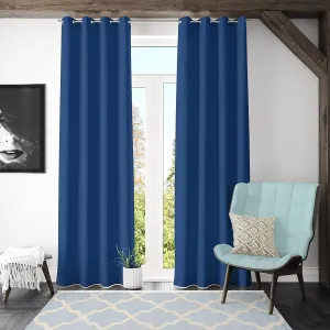 Kuber Industries Set of 2 100% Darkening Black Out Curtain I 7 Feet Door Curtain I Insulated Heavy Polyester Solid Curtain|Drapes with 8 Eyelet for Home & Office (Blue)