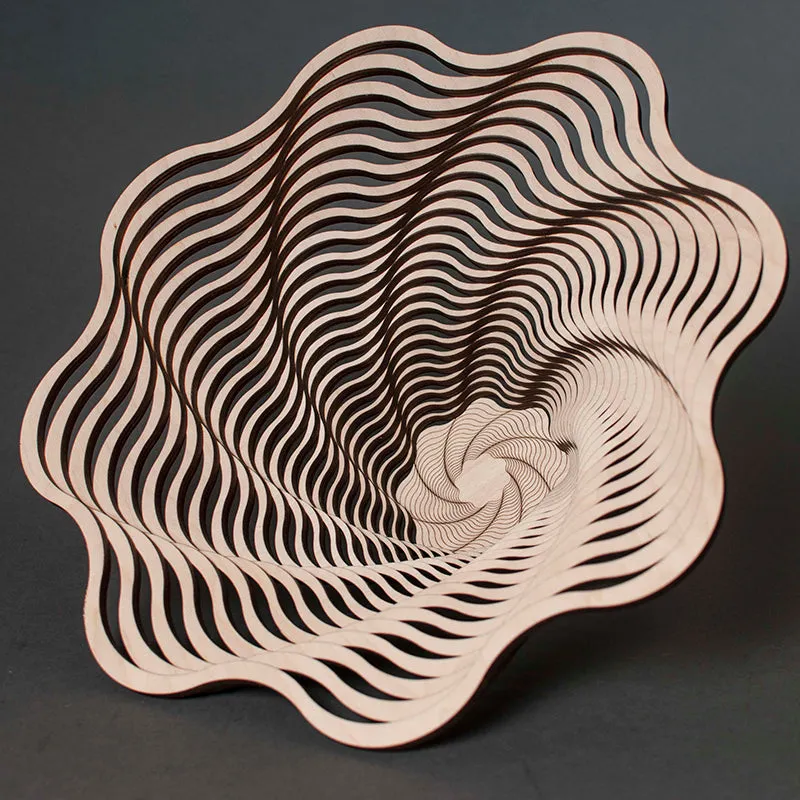 Laser-Cut Spiral Birch Bowls