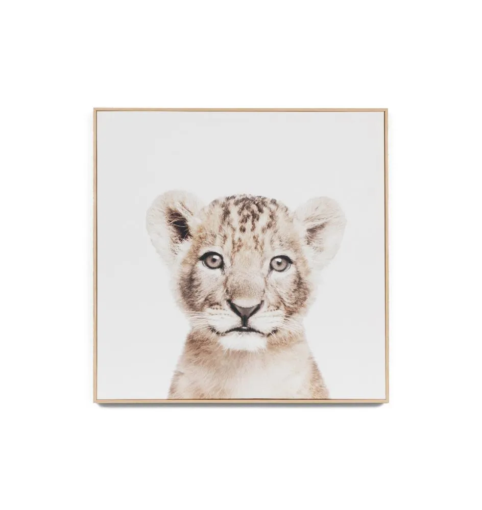 Lovable Cub Natural Framed Canvas Wall Art Print