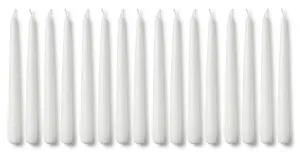 Luces Smokeless Scented Paraffin Wax White Tapered Stick Candles Decorations for Living Room, Hall Room, Dinner Table,Birthday Party, Pack of 16