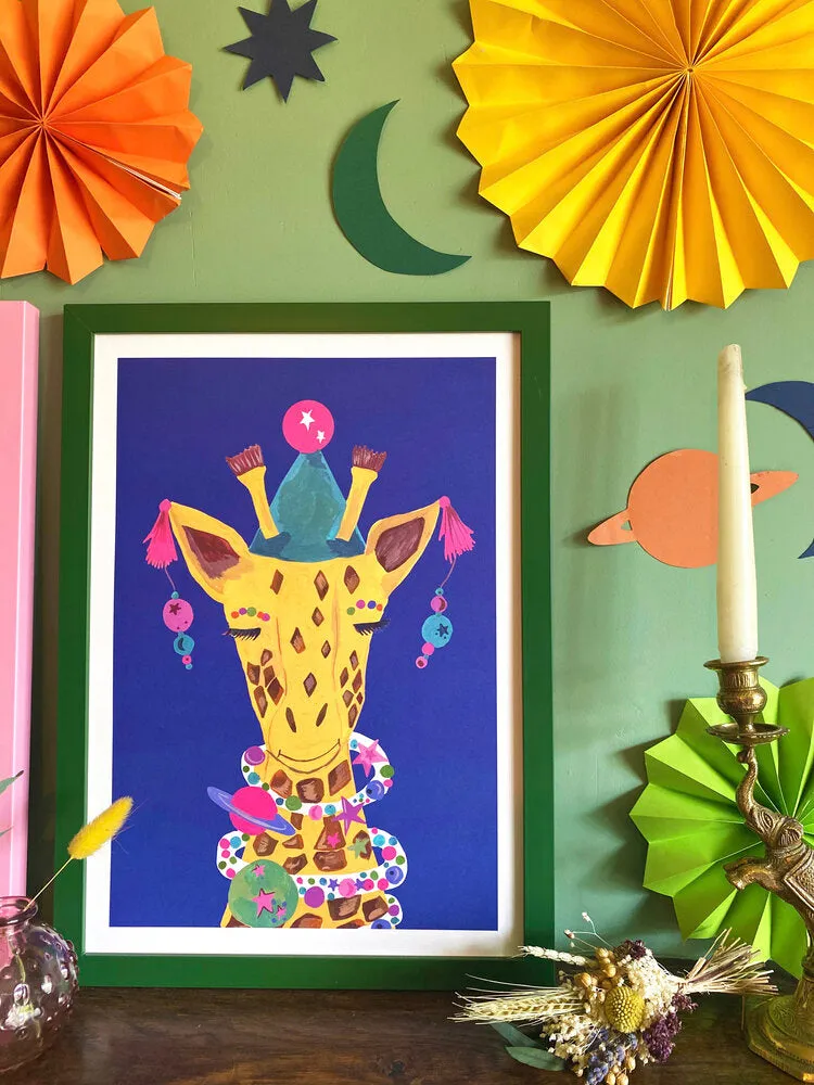 Magical Party Giraffe Art Print