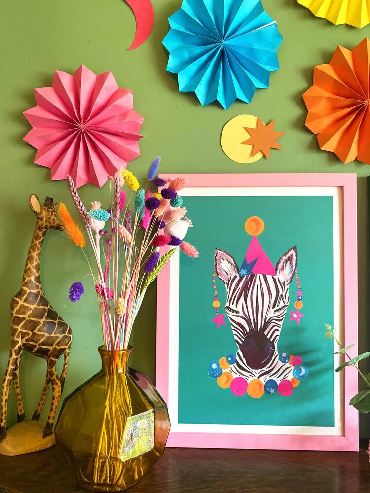 Magical Party Zebra Art Print