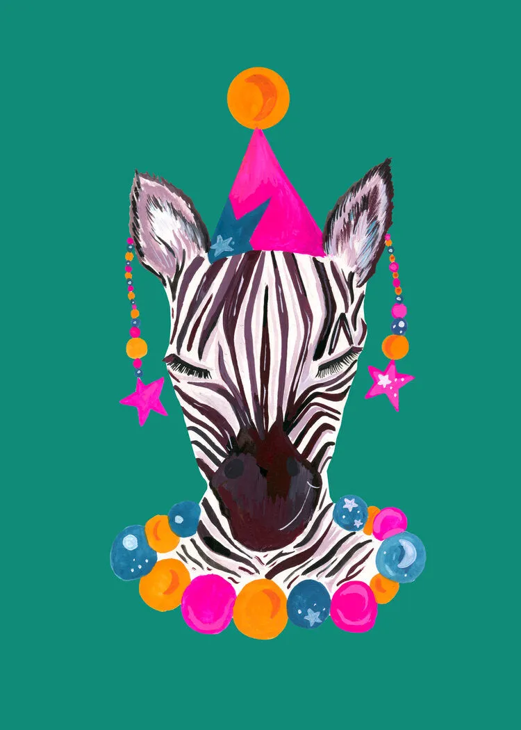 Magical Party Zebra Art Print