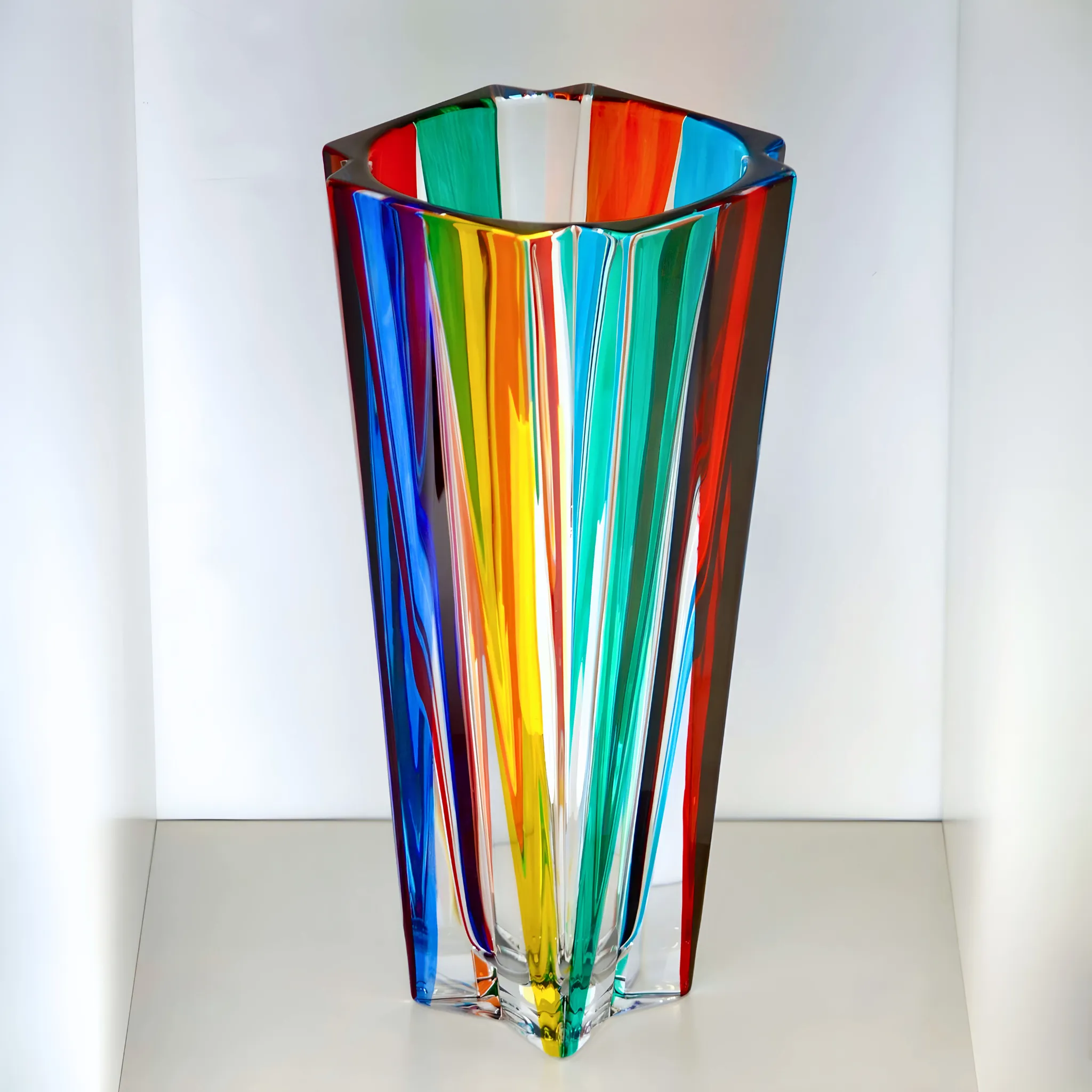 Metro Luxury Vase, Hand Painted Crystal, Made in Italy