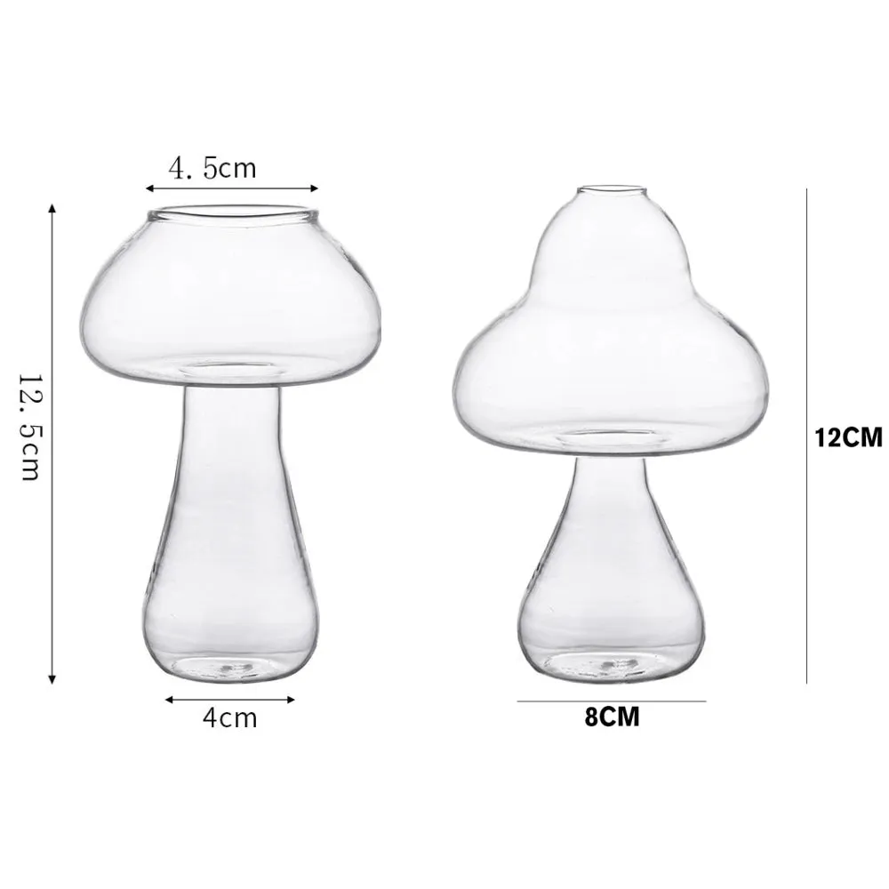 Mushroom Shaped Glass Vase For Plants Hydroponics Plant Vases Nordic Home Decoration Transparent Mini Flower Vase For Room Decor