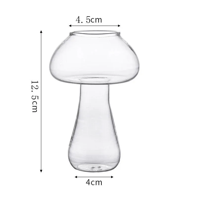 Mushroom Shaped Glass Vase For Plants Hydroponics Plant Vases Nordic Home Decoration Transparent Mini Flower Vase For Room Decor