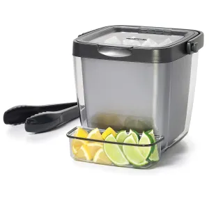 OXO Good Grips Double Wall Ice Bucket with Tongs and Garnish Tray – Grey