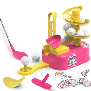 Pink Golf Toy Set W/ Left Right Glub Head & Unicorn Sticker