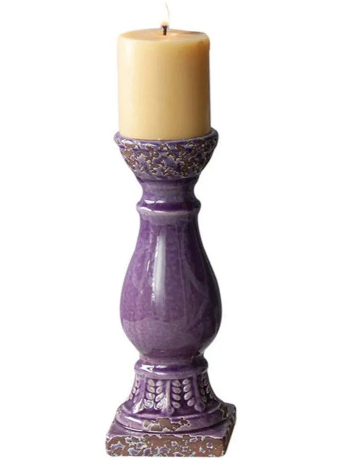 Purple Ceramic Candle Holders|Set of 2 Small