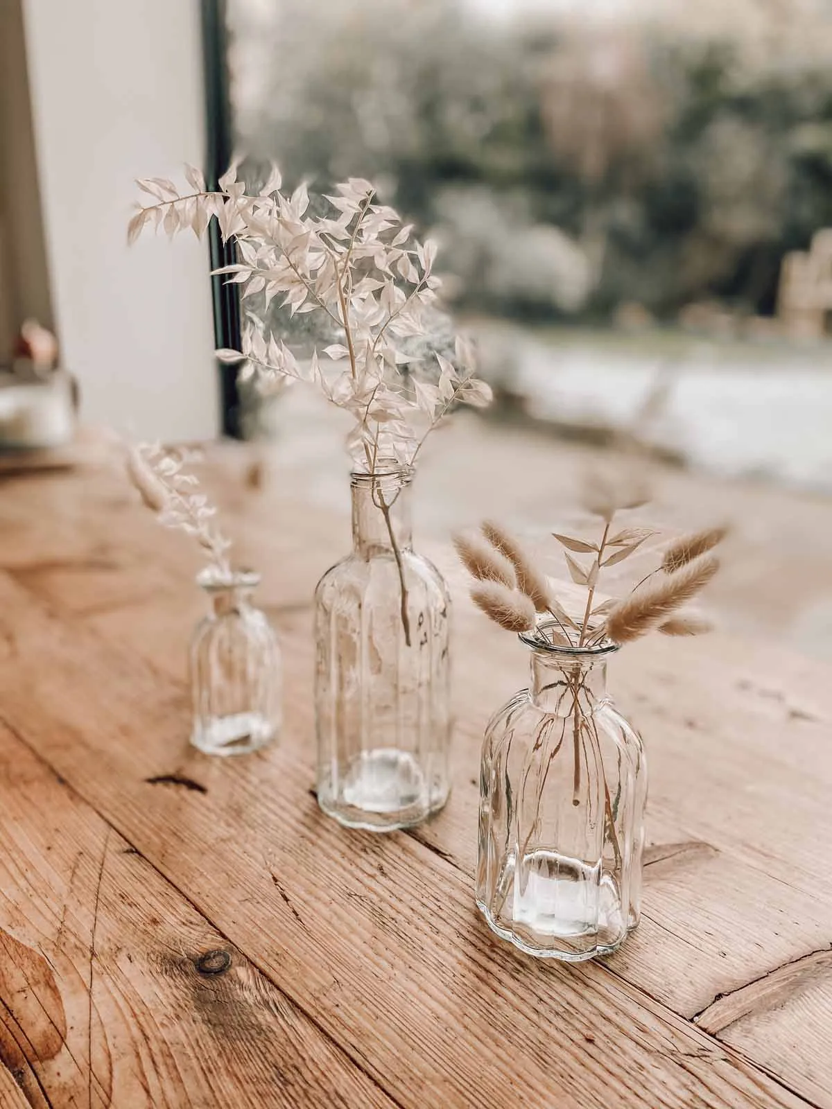 Ribbed Glass Bottle Vases (3 Sizes) - Wedding Vases