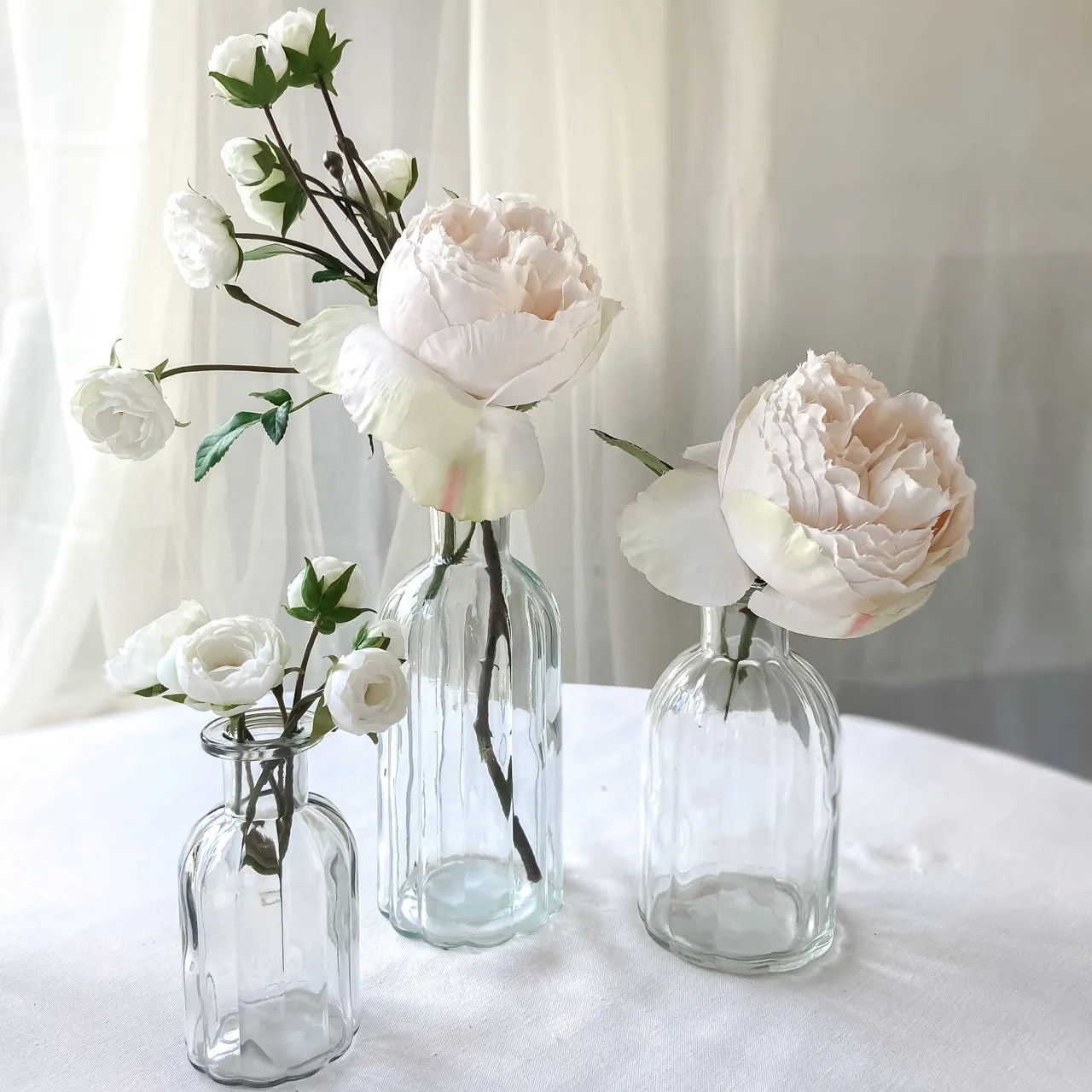 Ribbed Glass Bottle Vases (3 Sizes) - Wedding Vases