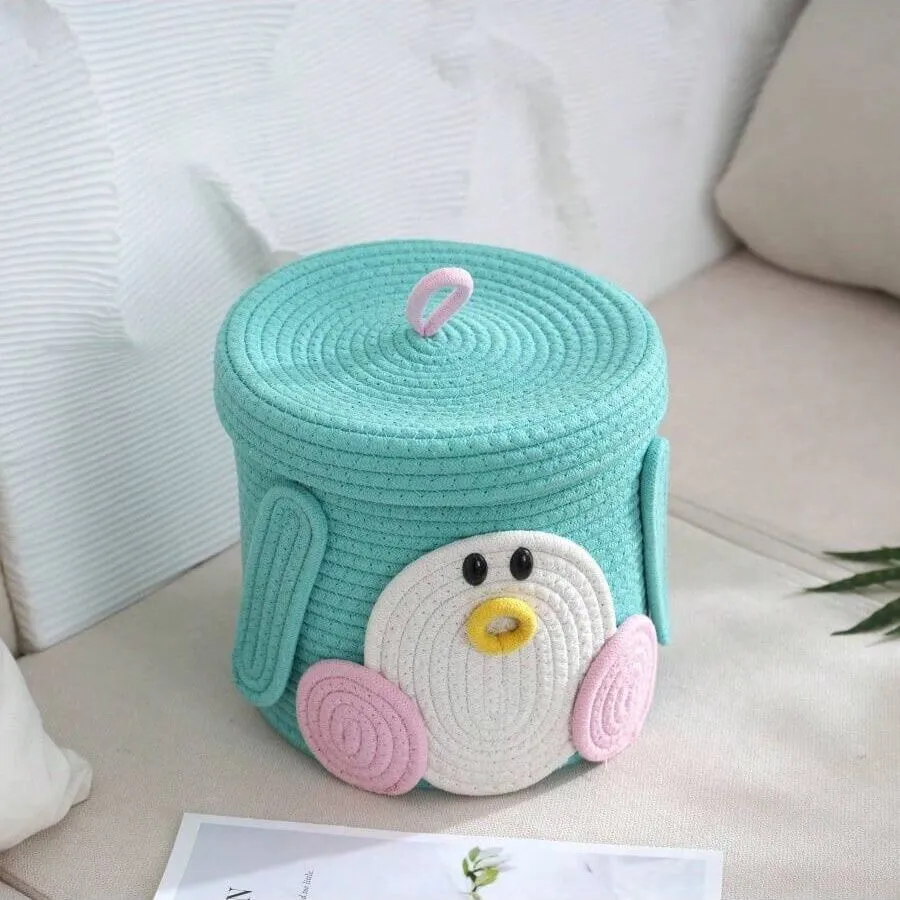 Rope Storage Basket for Baby Diaper, Stuffed Animal Storage Bin Rope Basket for Kids Toy