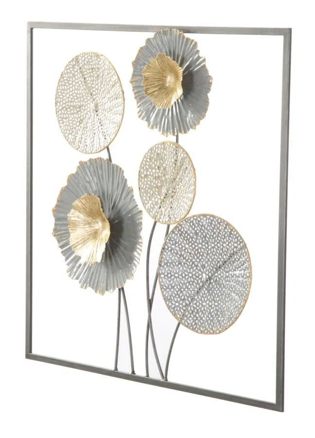 Round Metallic Flowers Wall Decor