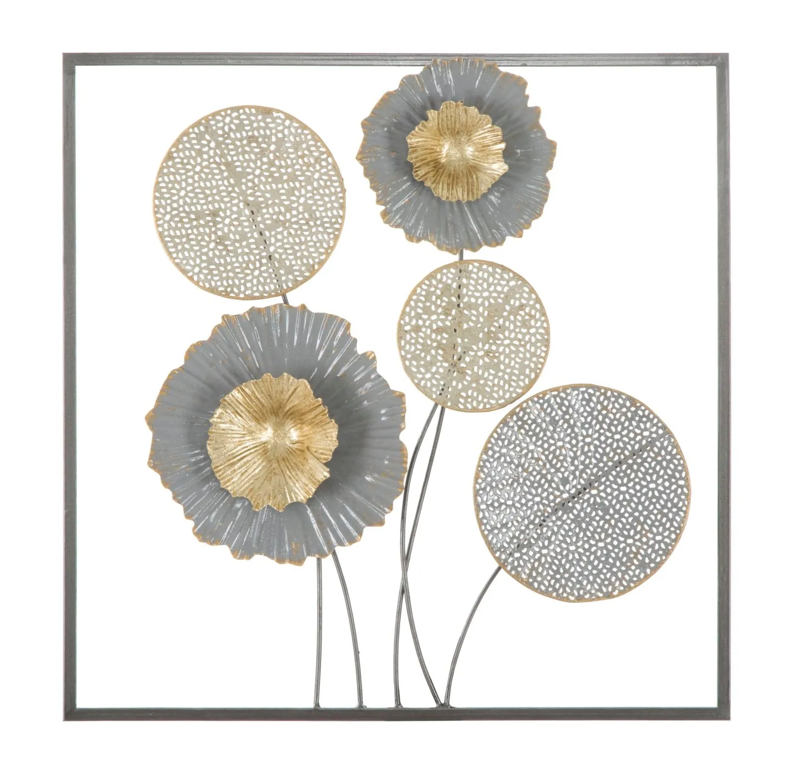 Round Metallic Flowers Wall Decor